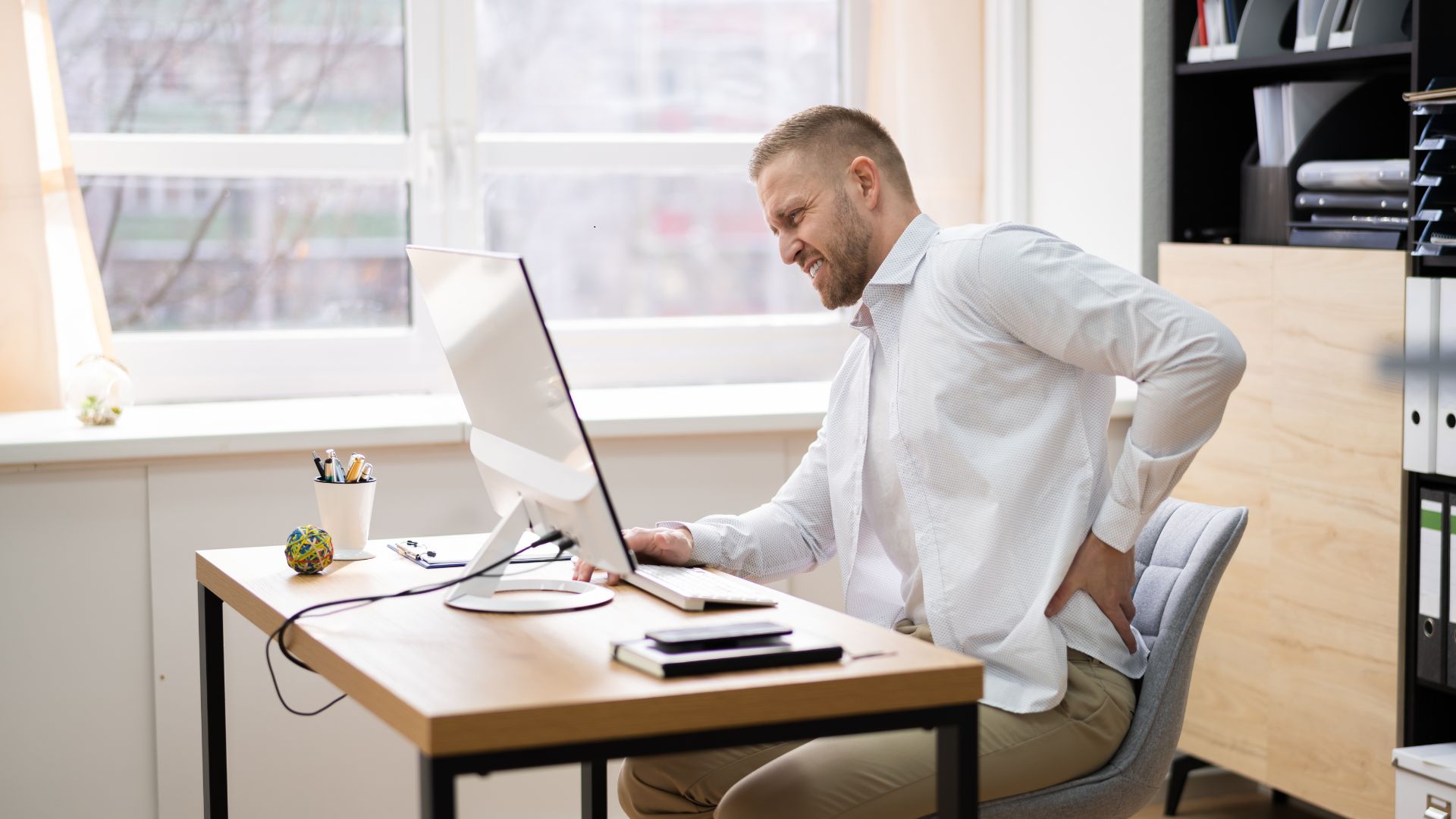 sore back from sitting at desk 